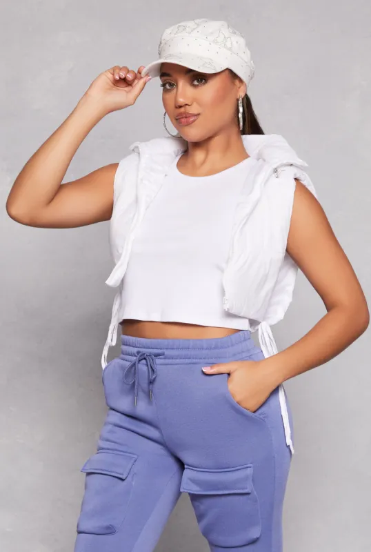 Daisy Side Tie Cropped Puffer Vest sold by Rainbow