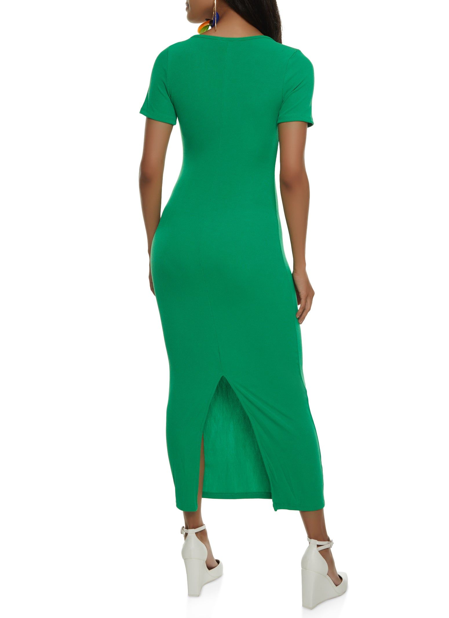 Ribbed Knit Square Neck Maxi Dress sold by Rainbow product image thumbnail 3