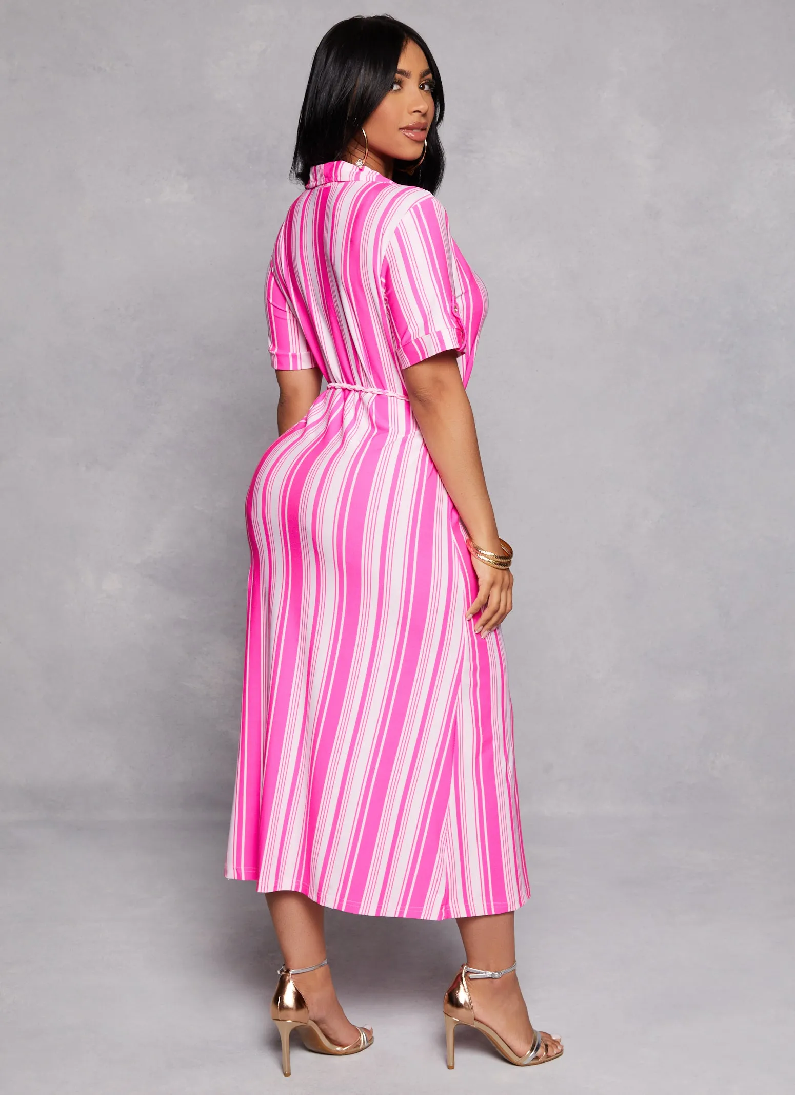 Tie Waist Belted Midi Shirt Dress sold by Rainbow product image thumbnail 3