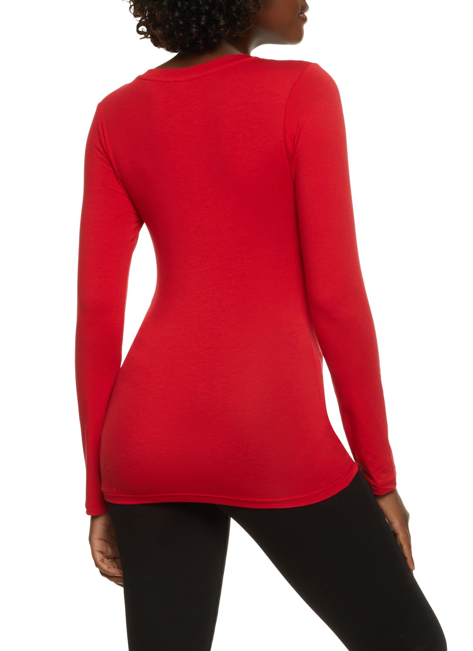 Long Sleeve V Neck Tee sold by Rainbow product image thumbnail 2