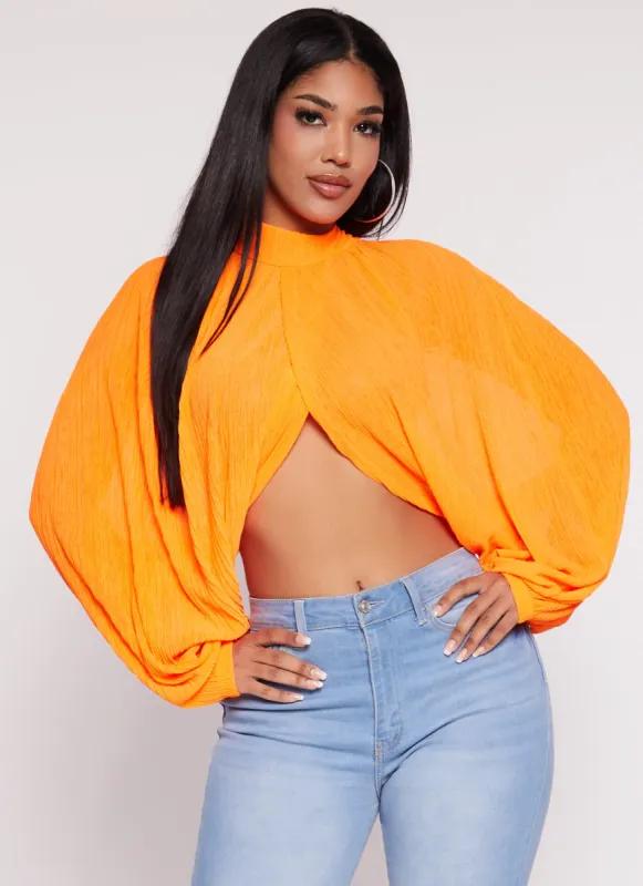 Mock Neck Tulip Hem Blouse sold by Rainbow