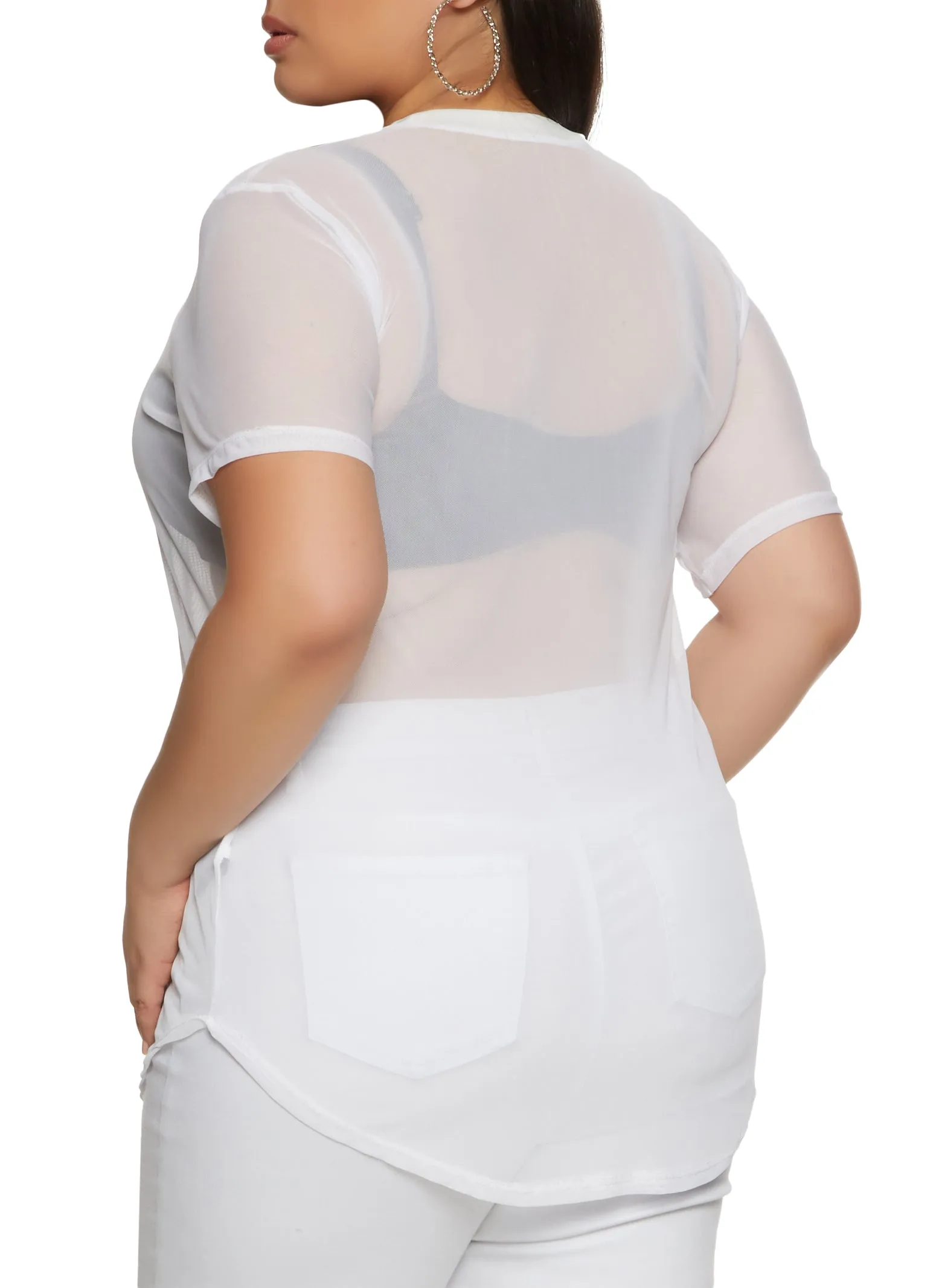 Plus Size Mesh Short Sleeve Crew Neck T Shirt sold by Rainbow product image thumbnail 2