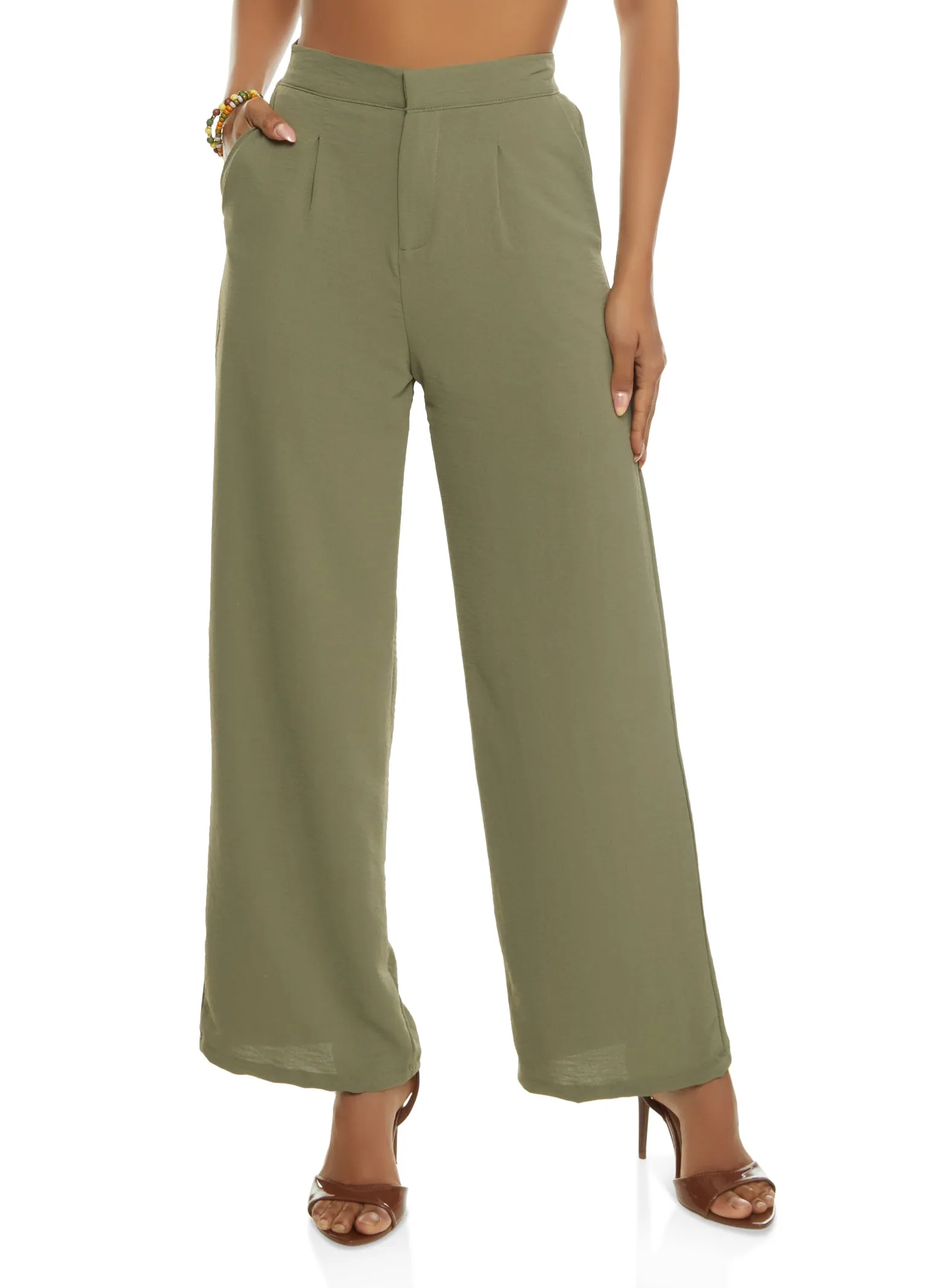 Linen High Waist Wide Leg Pants sold by Rainbow