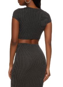 Ribbed Short Sleeve Crop Top sold by Rainbow