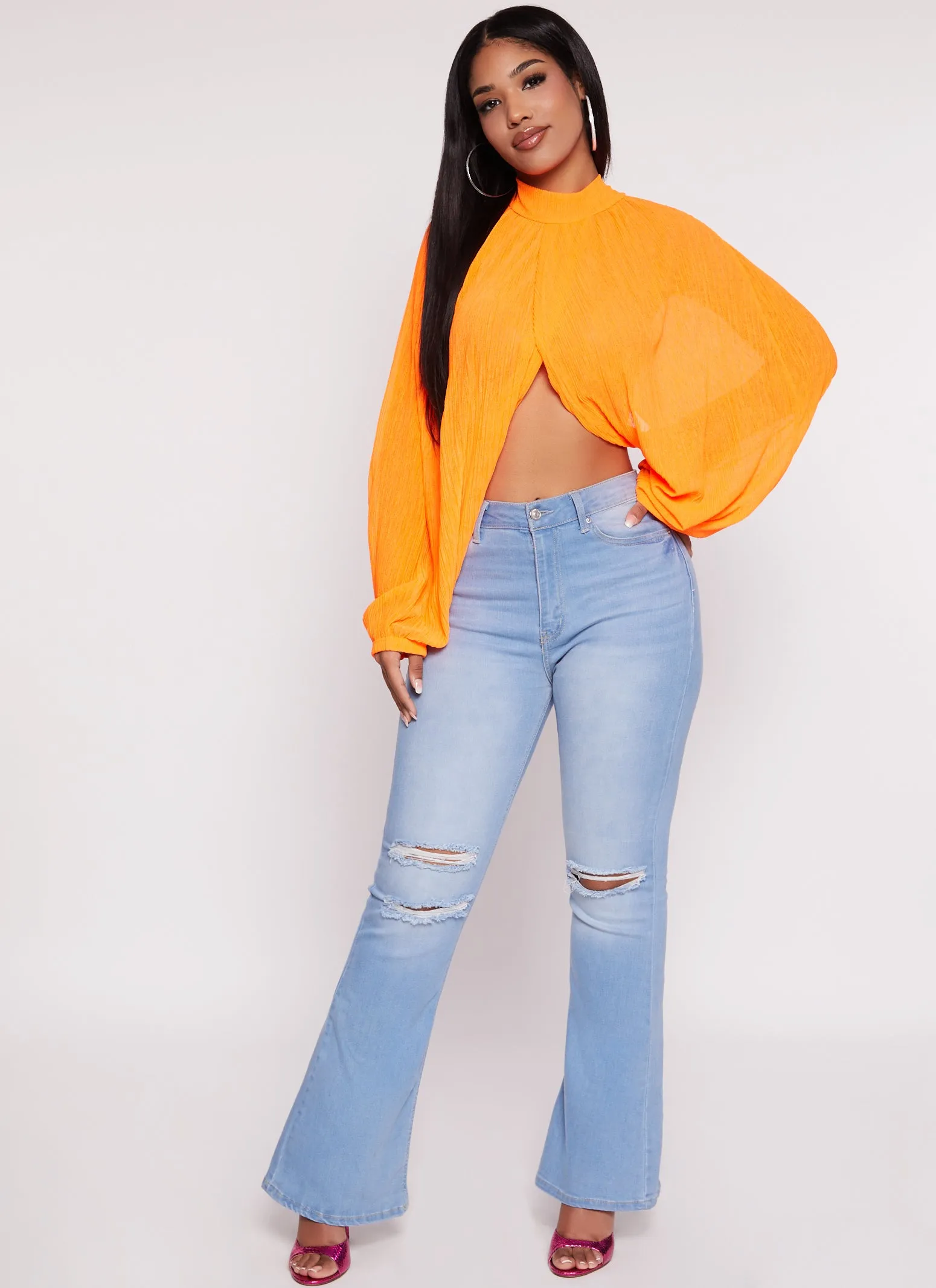 Mock Neck Tulip Hem Blouse sold by Rainbow product image thumbnail 2