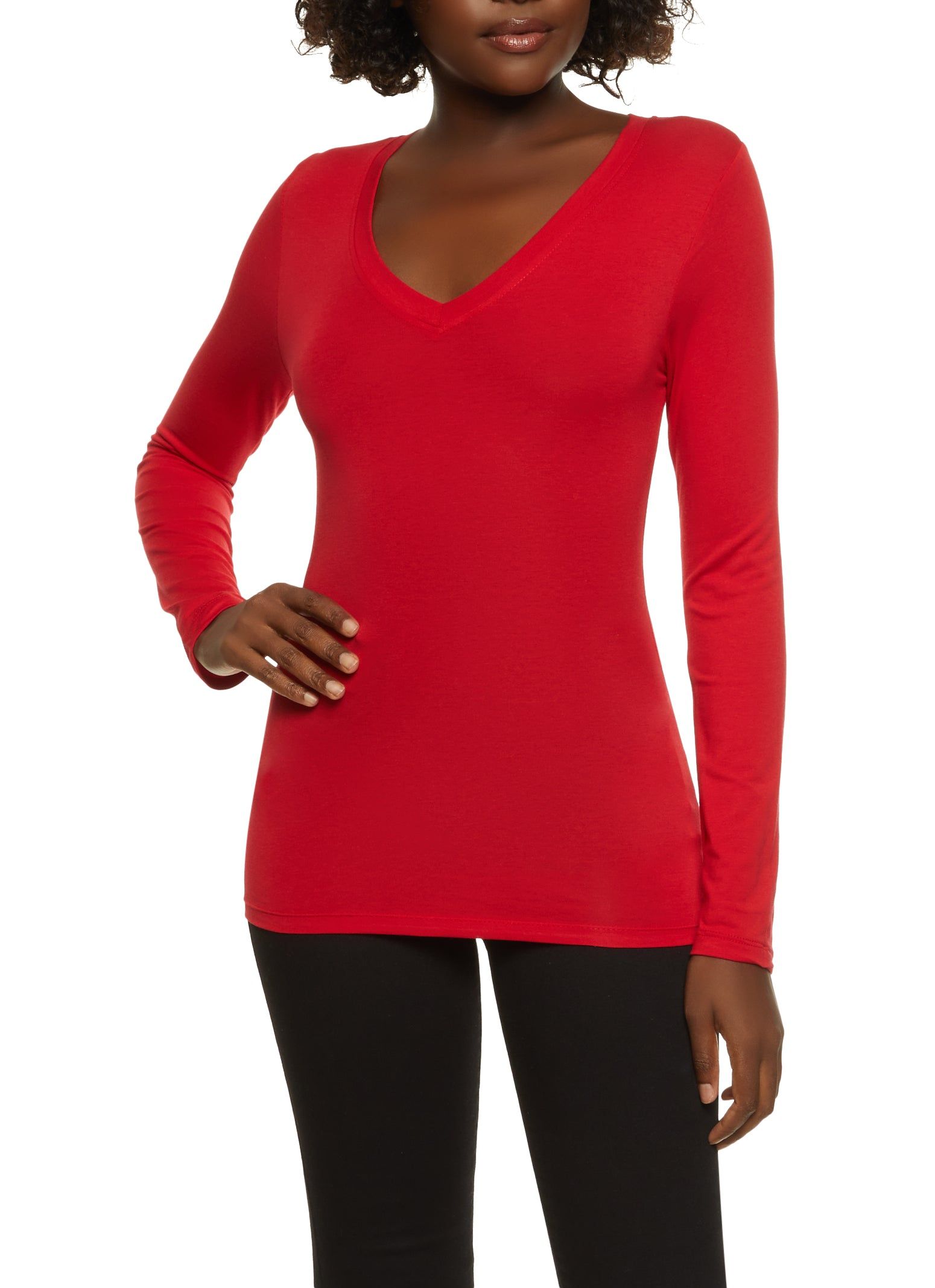 Long Sleeve V Neck Tee sold by Rainbow