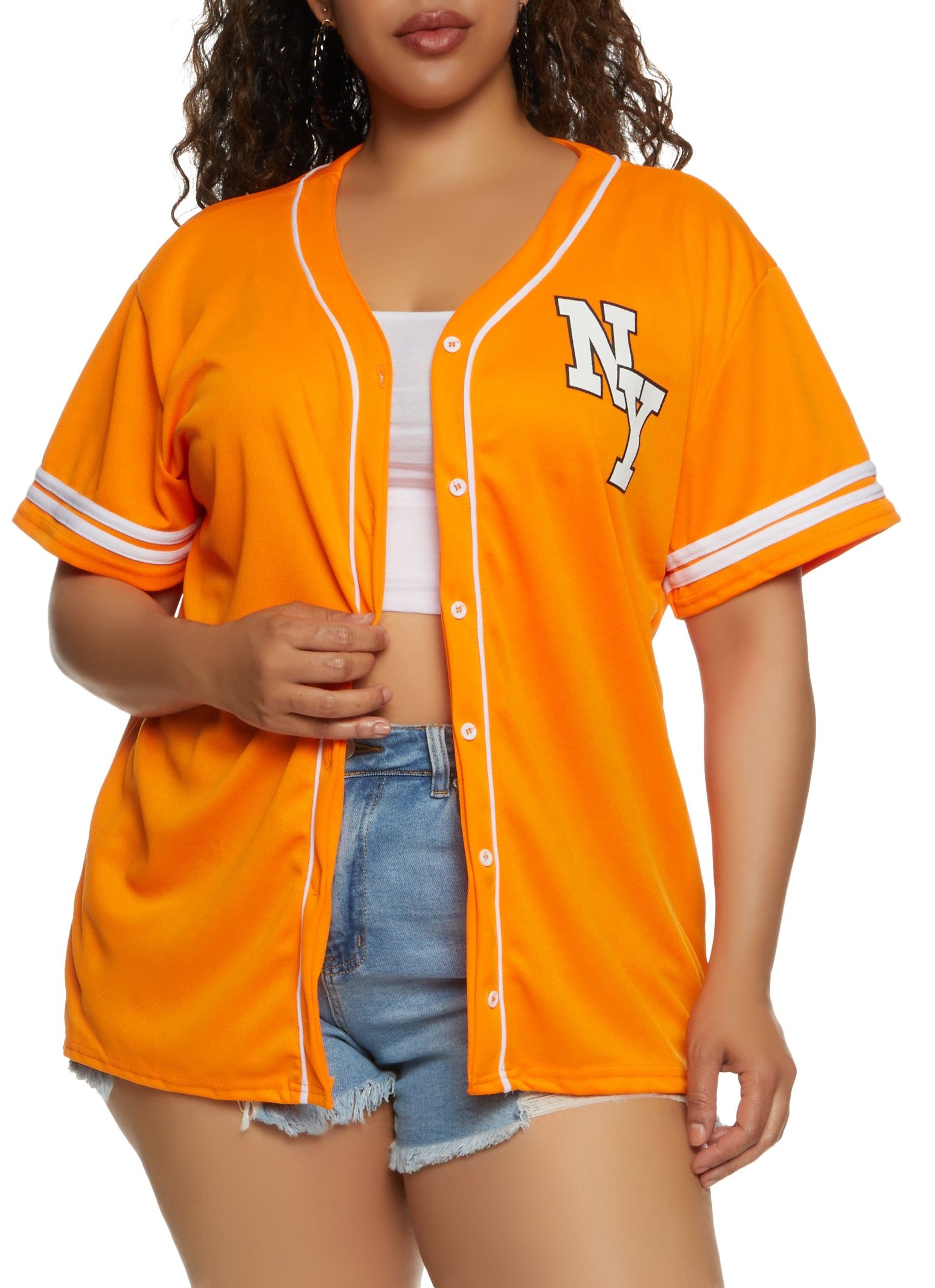 Plus Size NY Mesh Baseball Tee sold by Rainbow