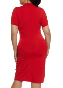Plus Size Mock Neck Short Sleeve Midi Dress sold by Rainbow