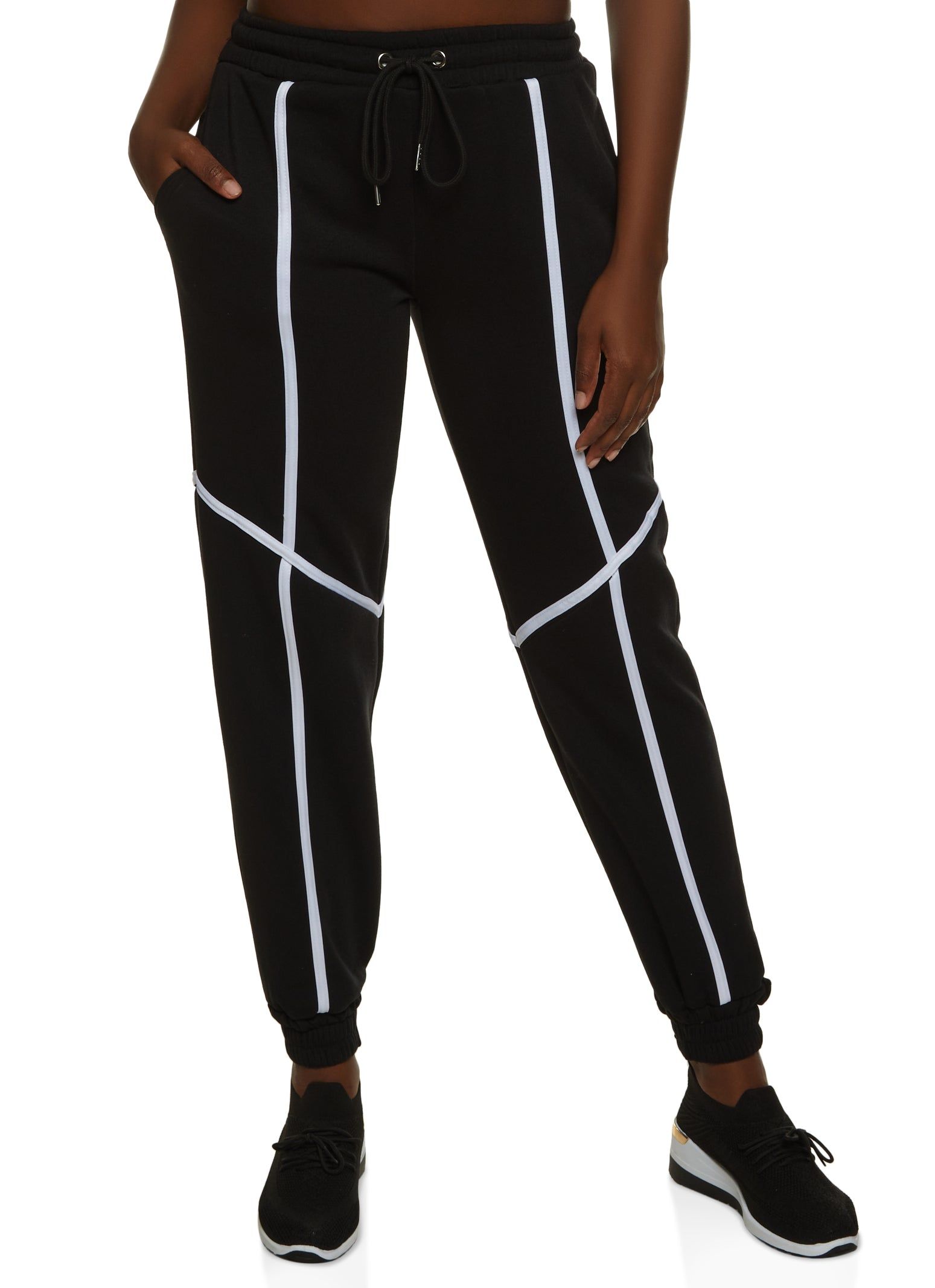 Contrast Piping Drawstring Joggers sold by Rainbow