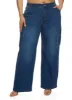Plus Size WAX High Waist Wide Leg Cargo Jeans sold by Rainbow