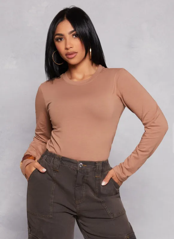 Basic Crew Neck Long Sleeve T Shirt sold by Rainbow