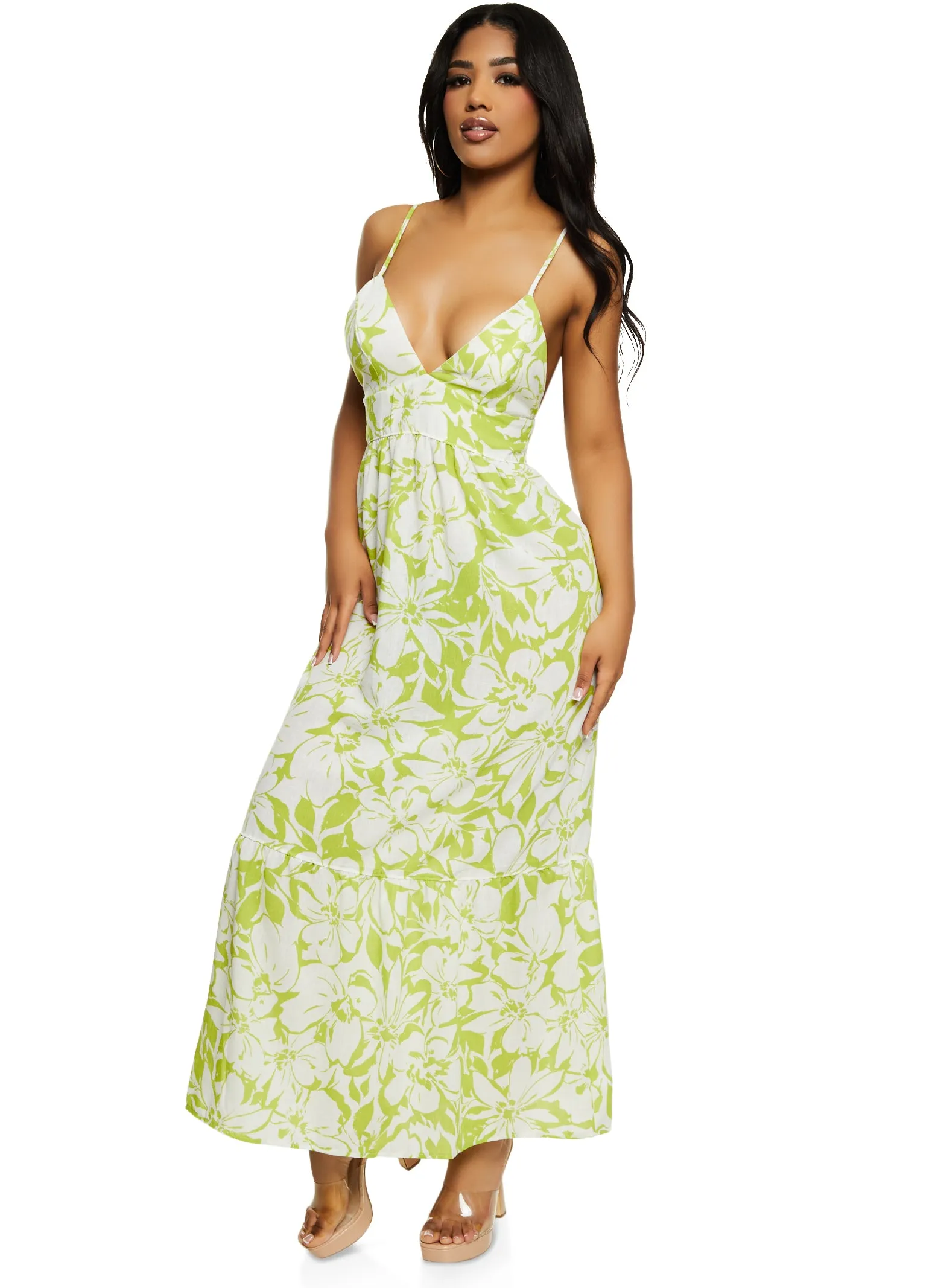 Haute Monde Floral V Neck Maxi Sundress sold by Rainbow