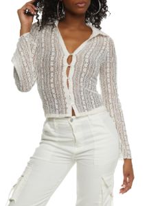 Almost Famous Floral Lace Button Up Shirt sold by Rainbow