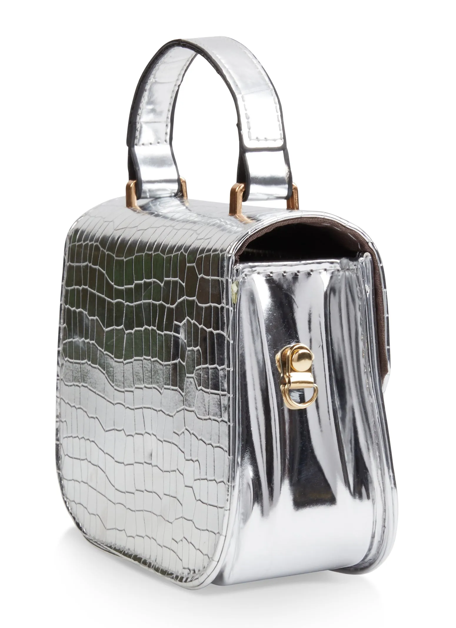 Metallic Detail Flap Faux Croc Crossbody Bag sold by Rainbow product image thumbnail 5