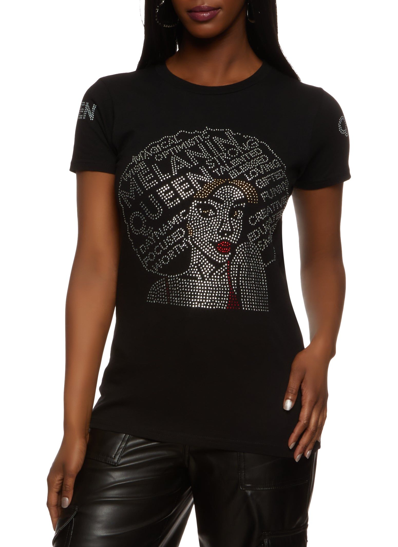 Rhinestone Melanin Queen Graphic Tee sold by Rainbow