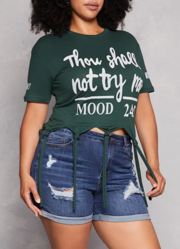 Plus Size Thou Shall Not Fringe T Shirt sold by Rainbow