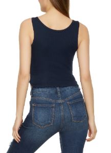 Ribbed Knit Button Detail Tank Top sold by Rainbow