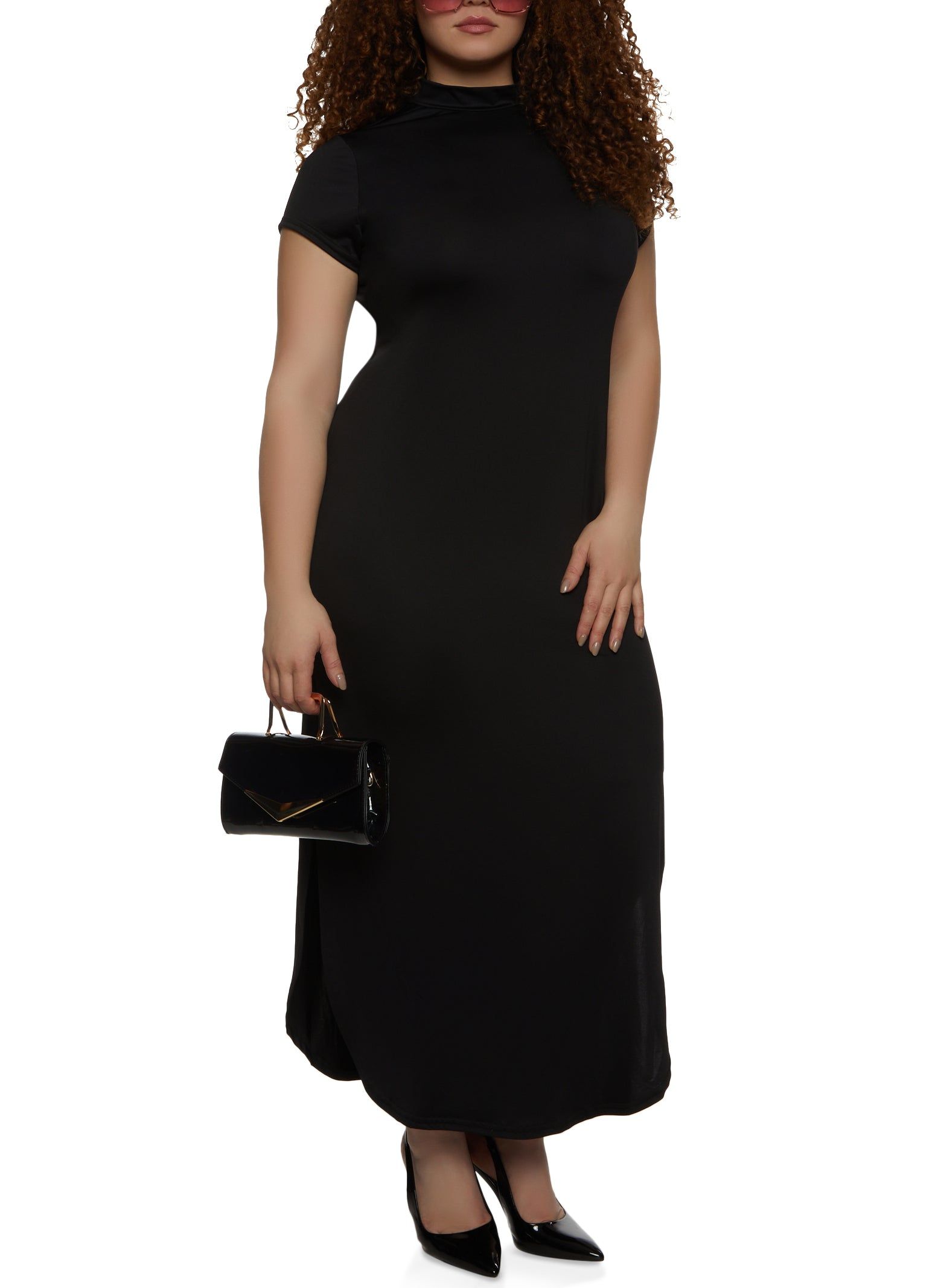 Plus Size Cut Out Back Mock Neck Maxi Dress sold by Rainbow product image thumbnail 2