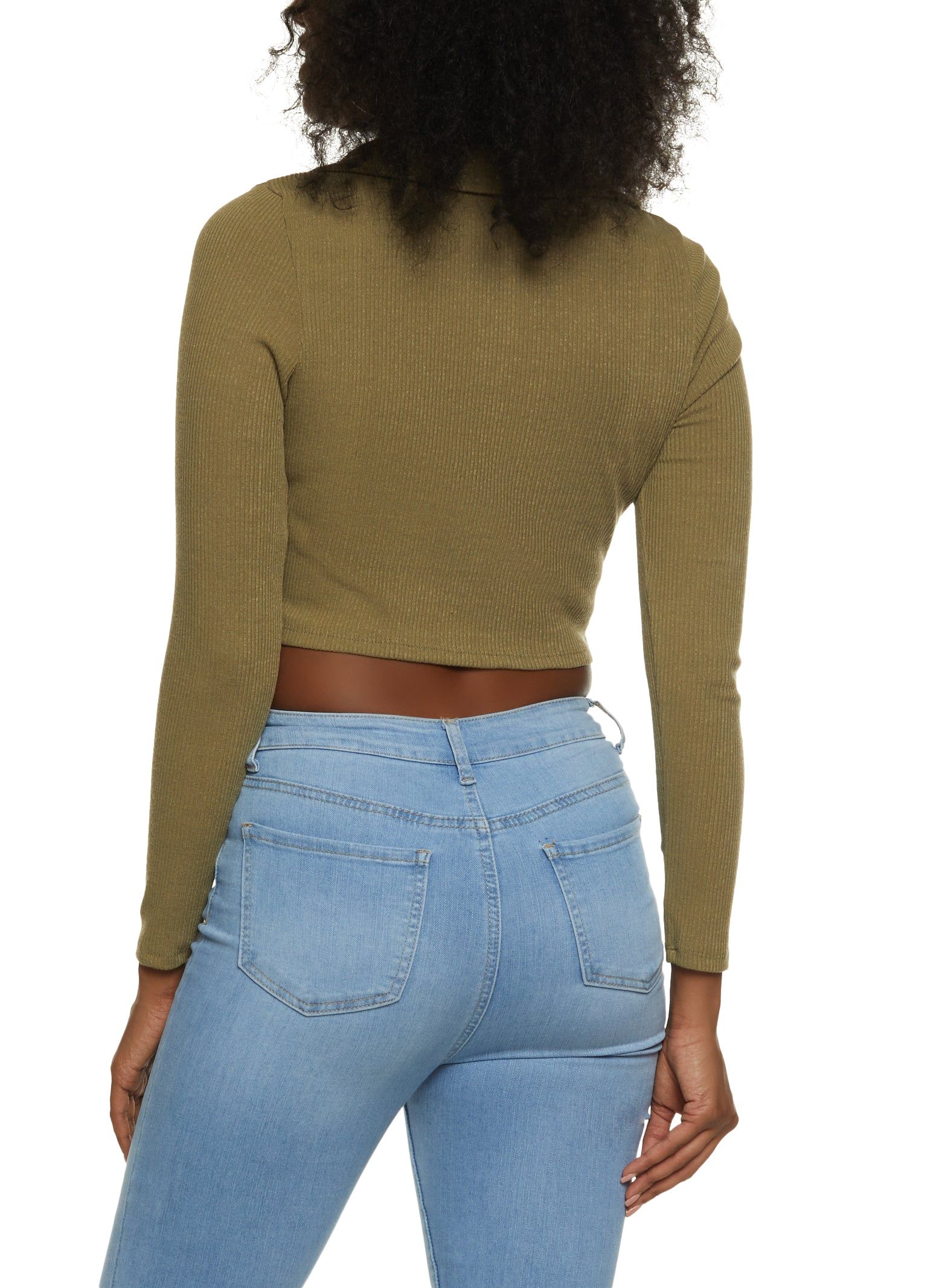 Rib Knit Ruched Tie Front Top sold by Rainbow product image thumbnail 2