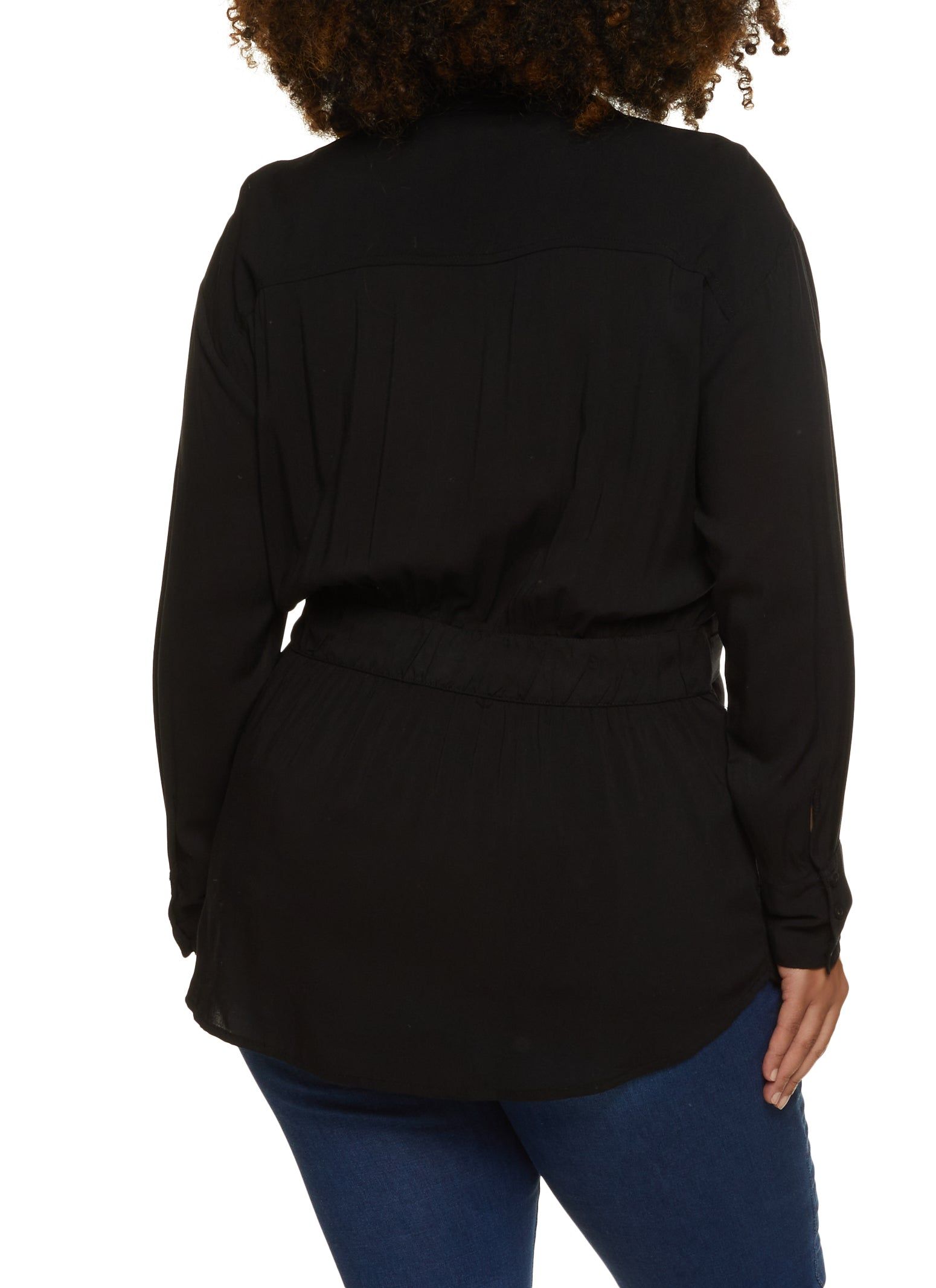 Plus Size Button Front Tie Waist Shirt sold by Rainbow product image thumbnail 2