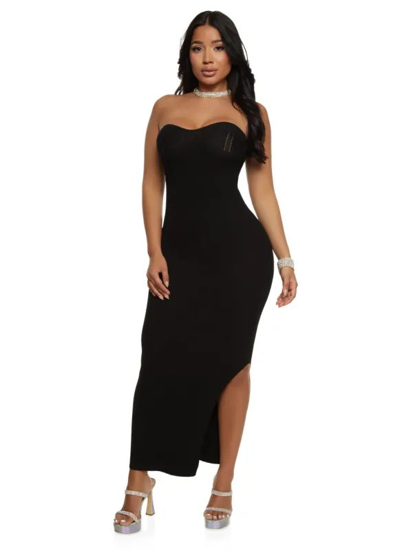 Ribbed Knit Sweetheart Tube Maxi Dress sold by Rainbow