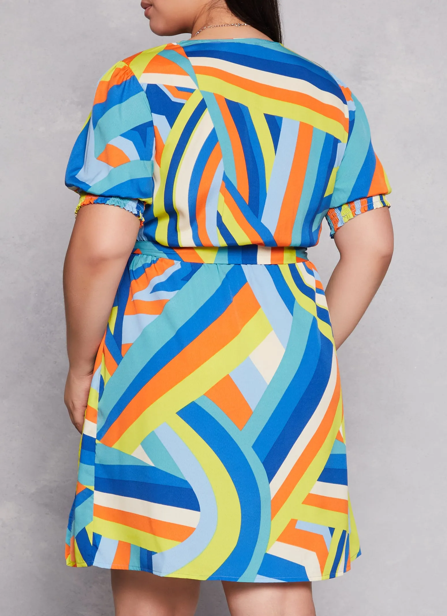 Plus Size Abstract Print Faux Wrap Dress sold by Rainbow product image thumbnail 3