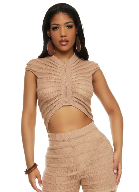 Shadow Stripe Crochet Crop Top sold by Rainbow