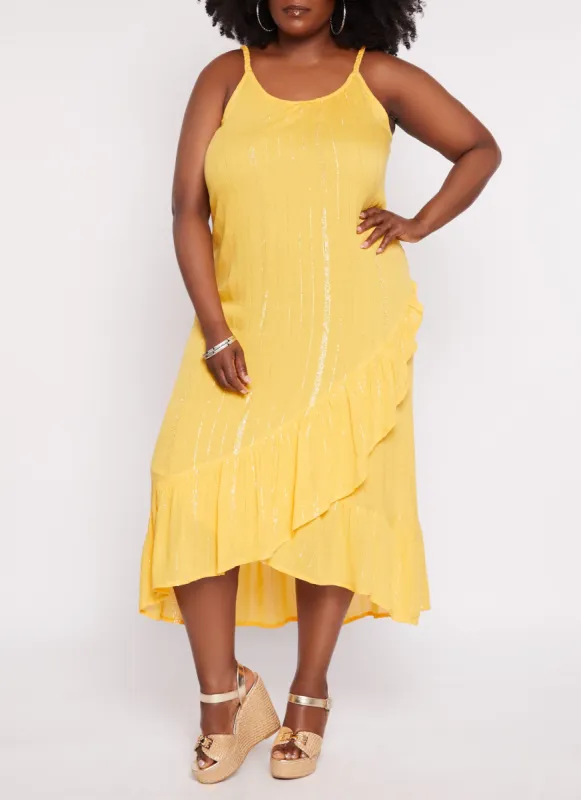 Plus Size Lurex Striped Braided Strap Maxi Dress sold by Rainbow