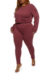Plus Size Textured Knit Cropped Sweatshirt sold by Rainbow