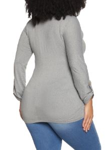 Plus Size Half Zip Basic Top sold by Rainbow