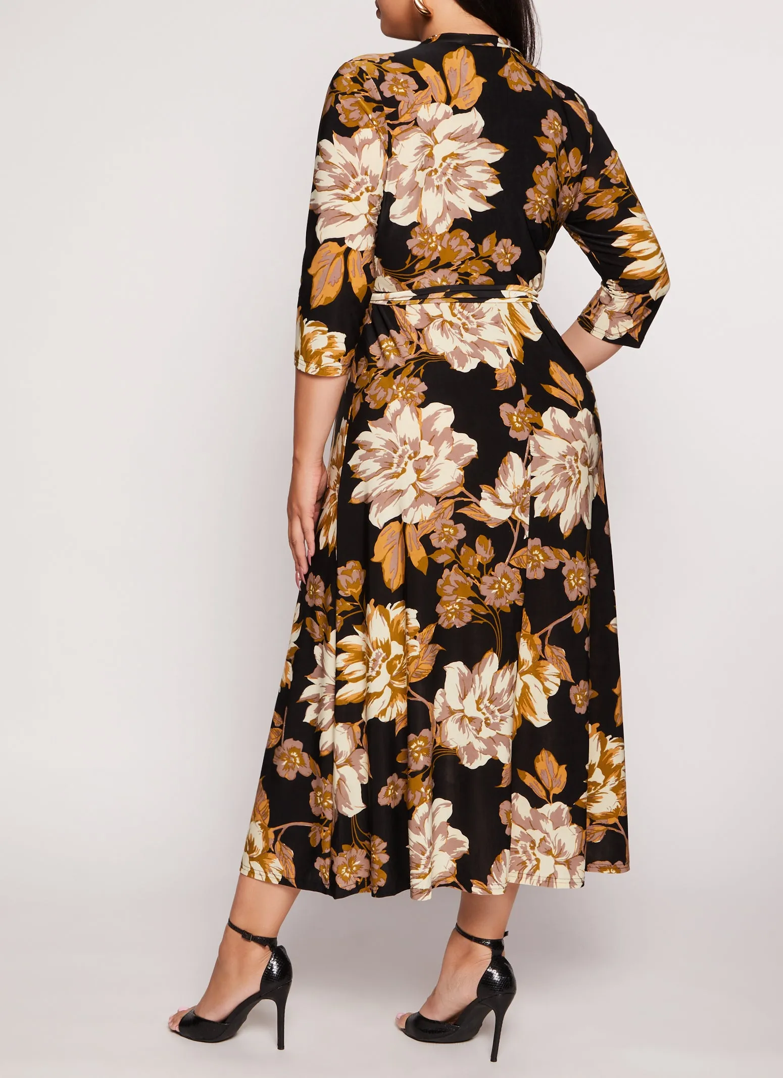 Plus Size Floral Print Faux Wrap Dress sold by Rainbow product image thumbnail 3