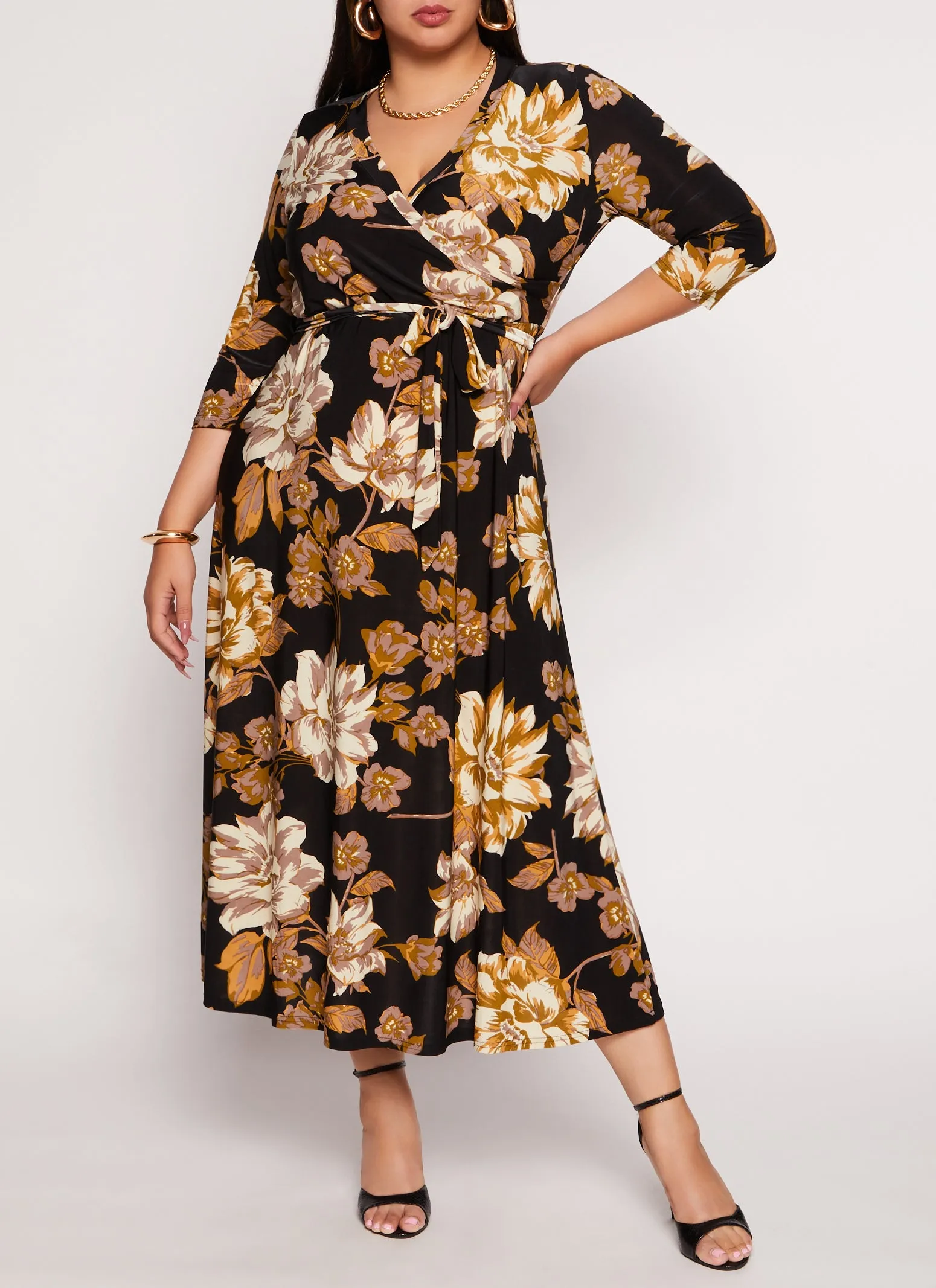 Plus Size Floral Print Faux Wrap Dress sold by Rainbow product image thumbnail 2