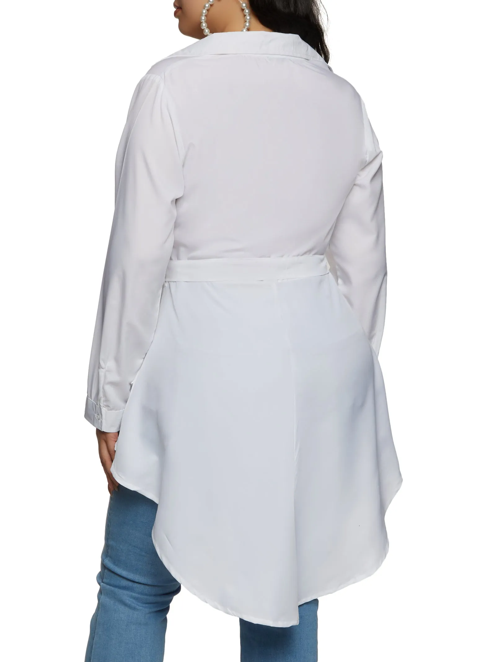 Plus Size Button Front High Low Hem Shirt sold by Rainbow product image thumbnail 2