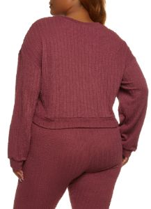 Plus Size Textured Knit Cropped Sweatshirt sold by Rainbow