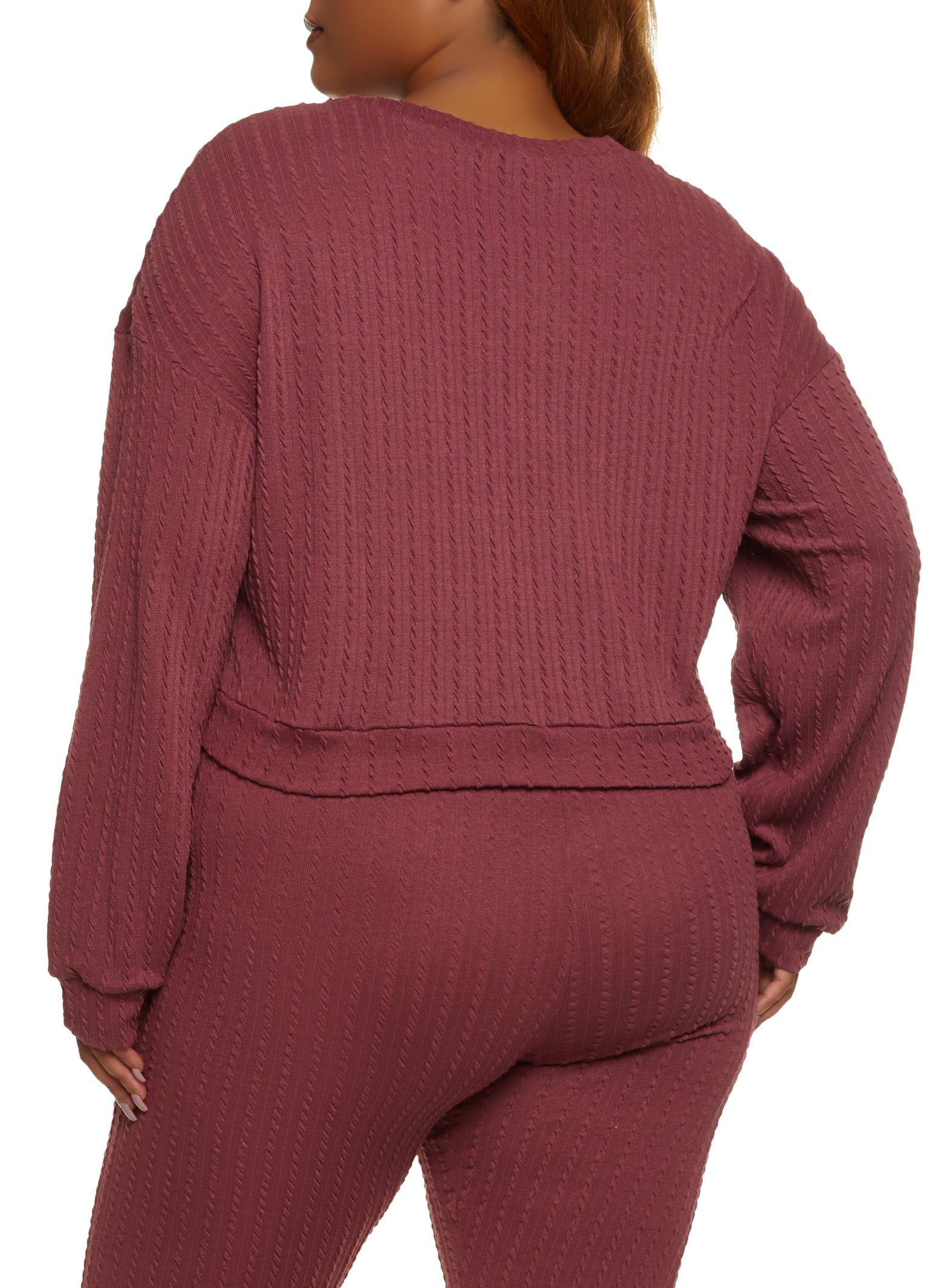 Plus Size Textured Knit Cropped Sweatshirt sold by Rainbow product image thumbnail 3