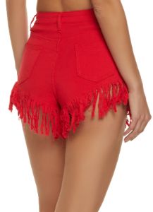 Fringe Hem Denim Shorts sold by Rainbow