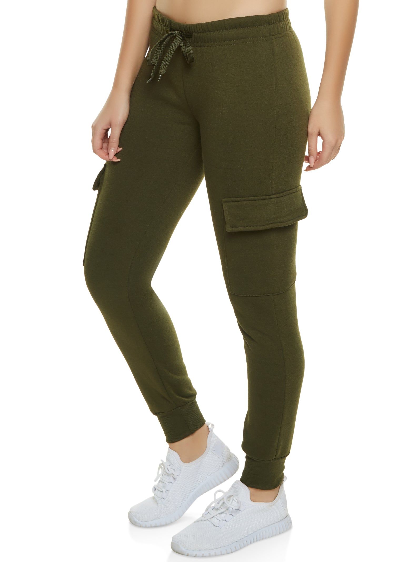 Solid Drawstring Cargo Pocket Joggers sold by Rainbow