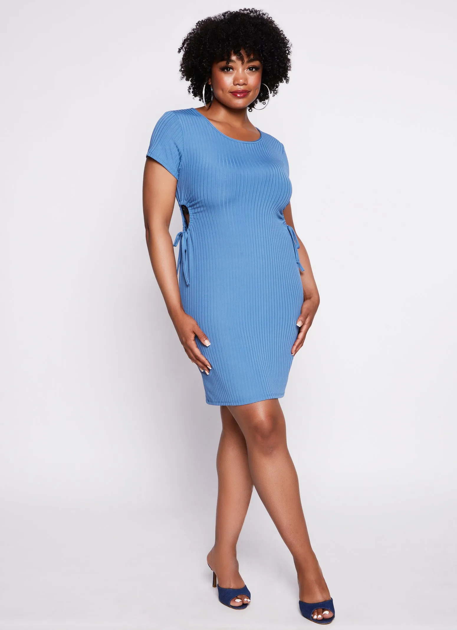 Plus Size Drawstring Cut Out T Shirt Dress sold by Rainbow product image thumbnail 2