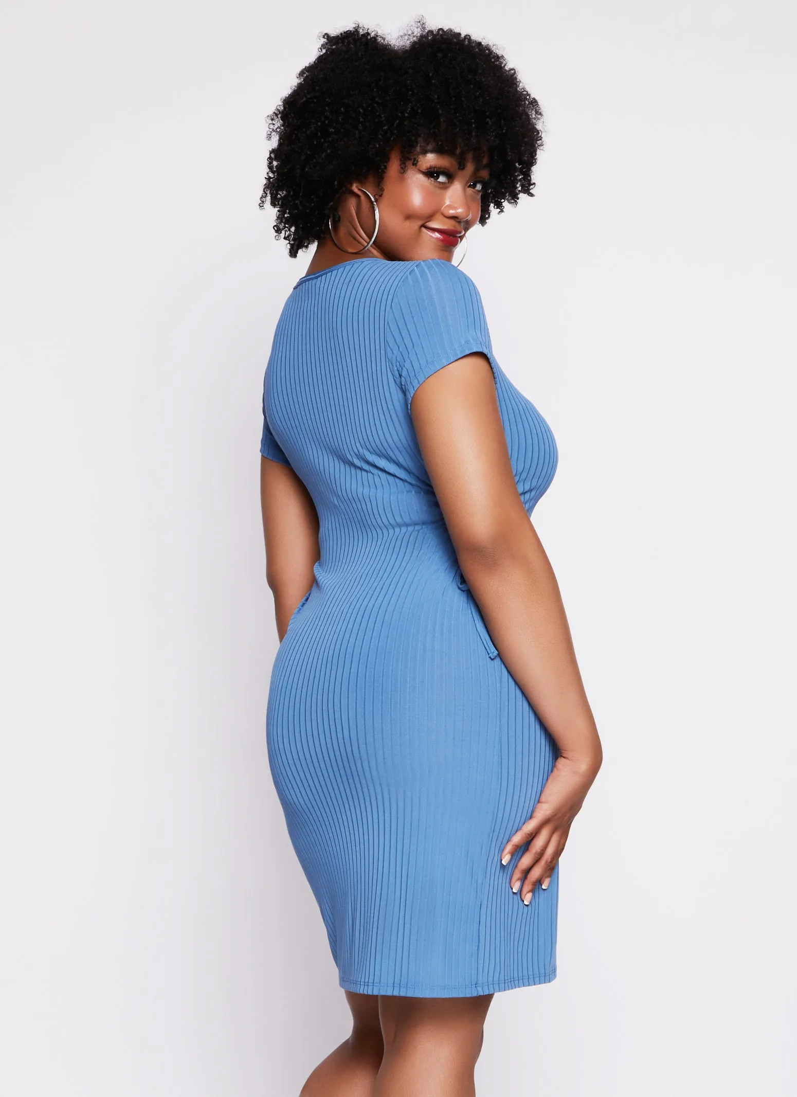 Plus Size Drawstring Cut Out T Shirt Dress sold by Rainbow product image thumbnail 3