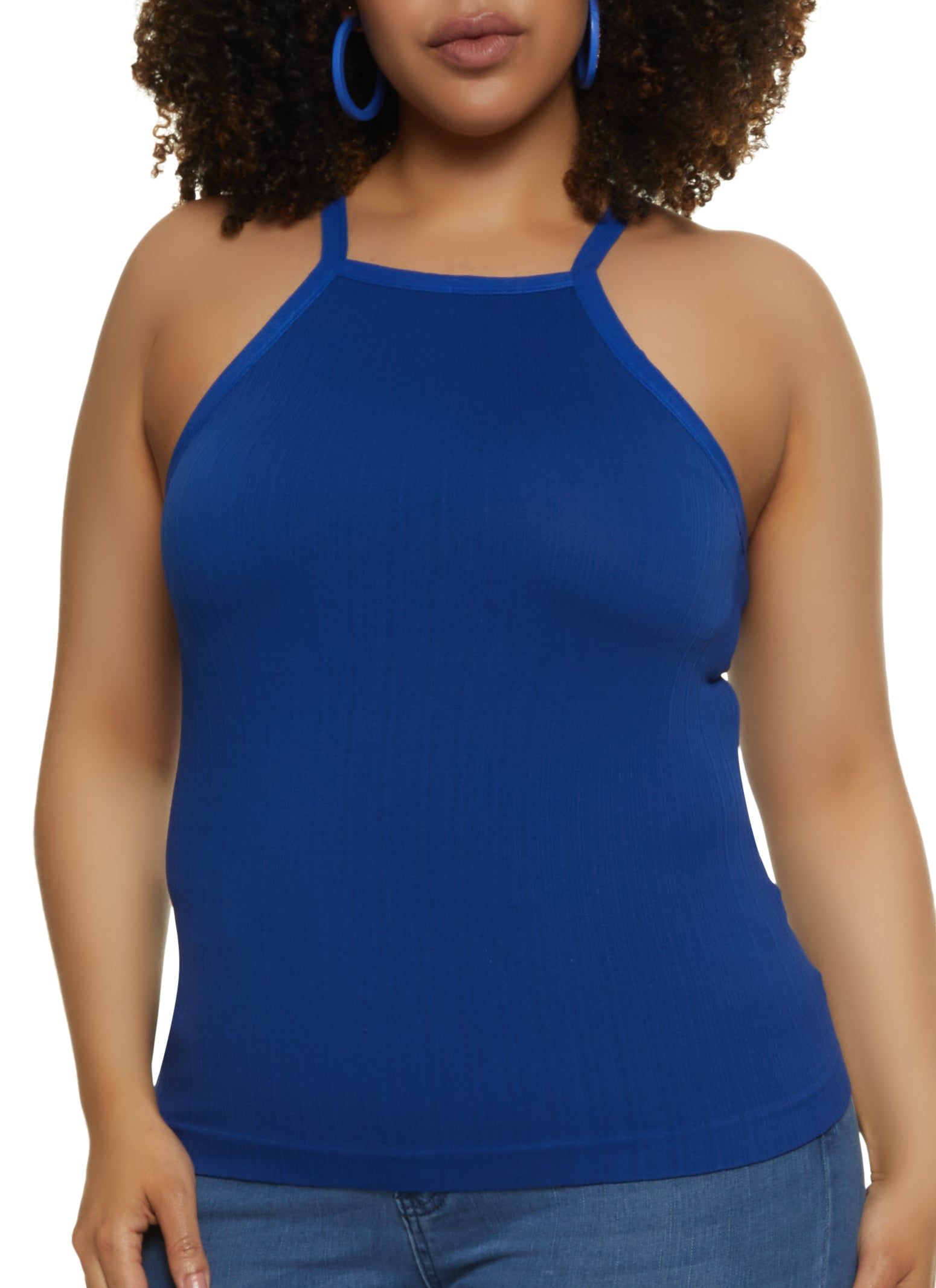 Plus Size High Neck Ribbed Tank Top sold by Rainbow