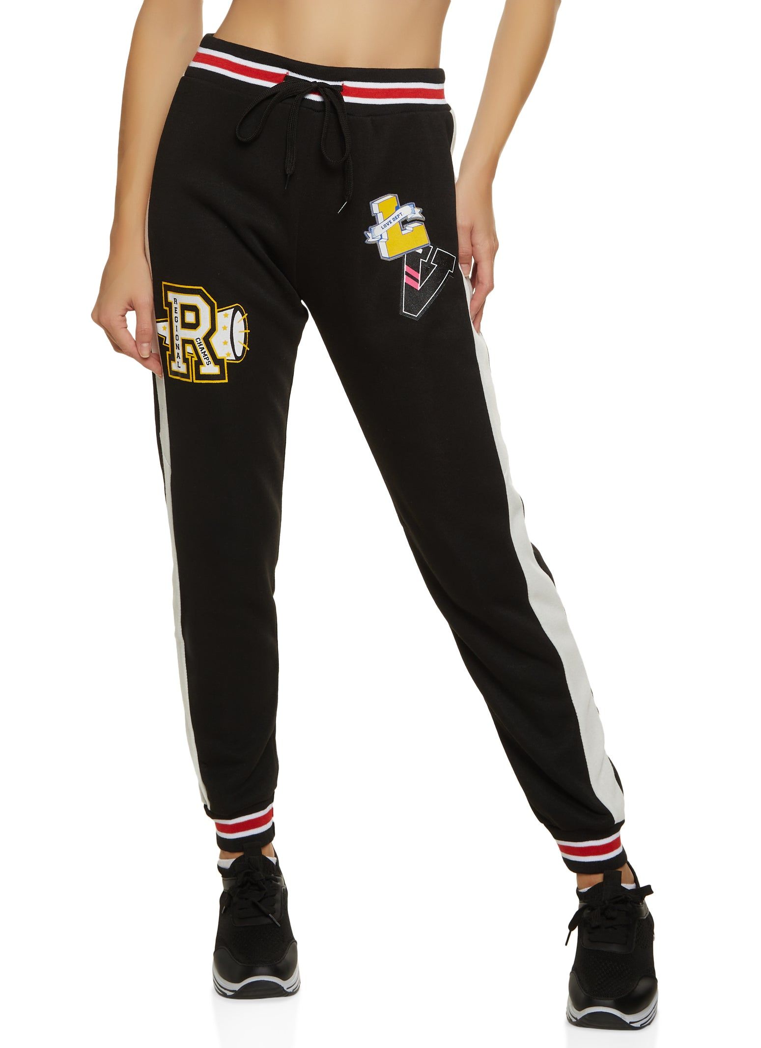 Fleece Graphic Varsity Joggers sold by Rainbow