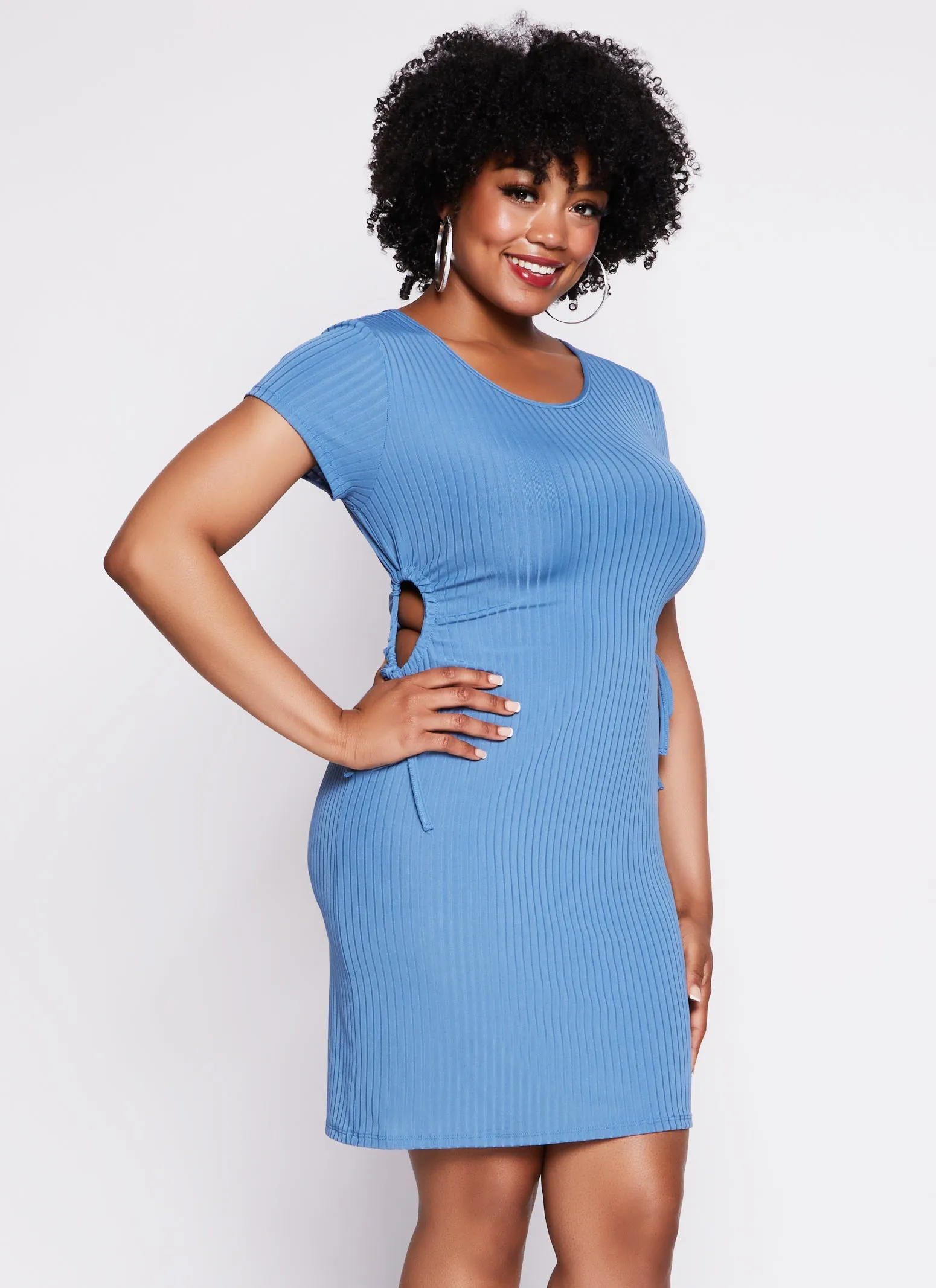 Plus Size Drawstring Cut Out T Shirt Dress sold by Rainbow