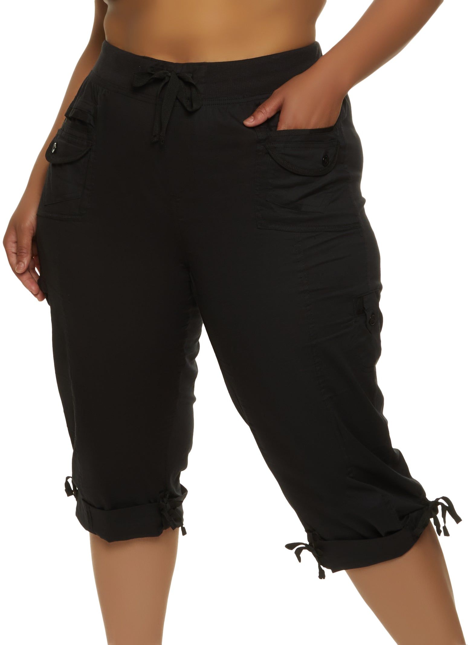 Plus Size Poplin Cuffed Capri Pants sold by Rainbow