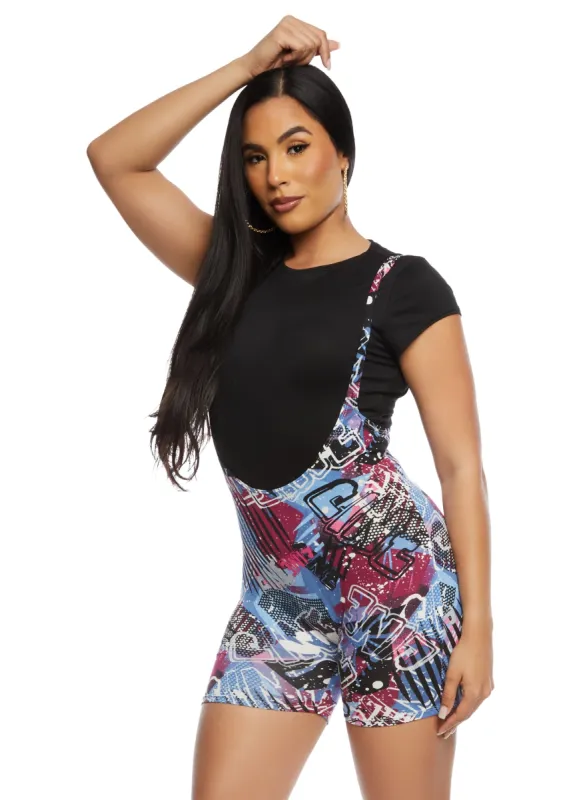 Patterned Suspender Shorts with Tee sold by Rainbow