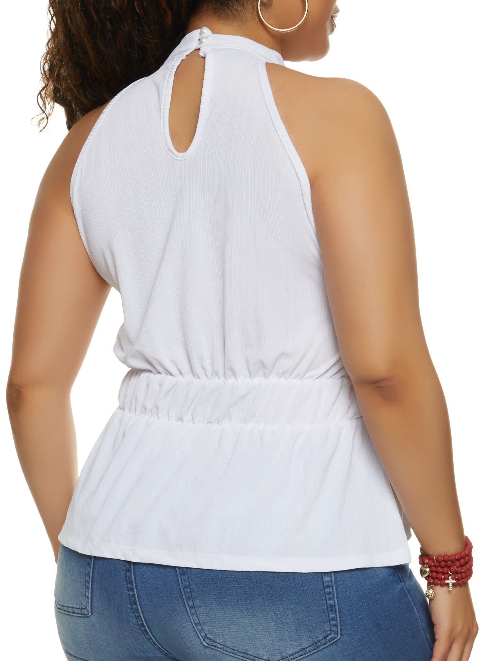 Plus Size Ribbed High Neck Ruched Waist Top sold by Rainbow product image thumbnail 2