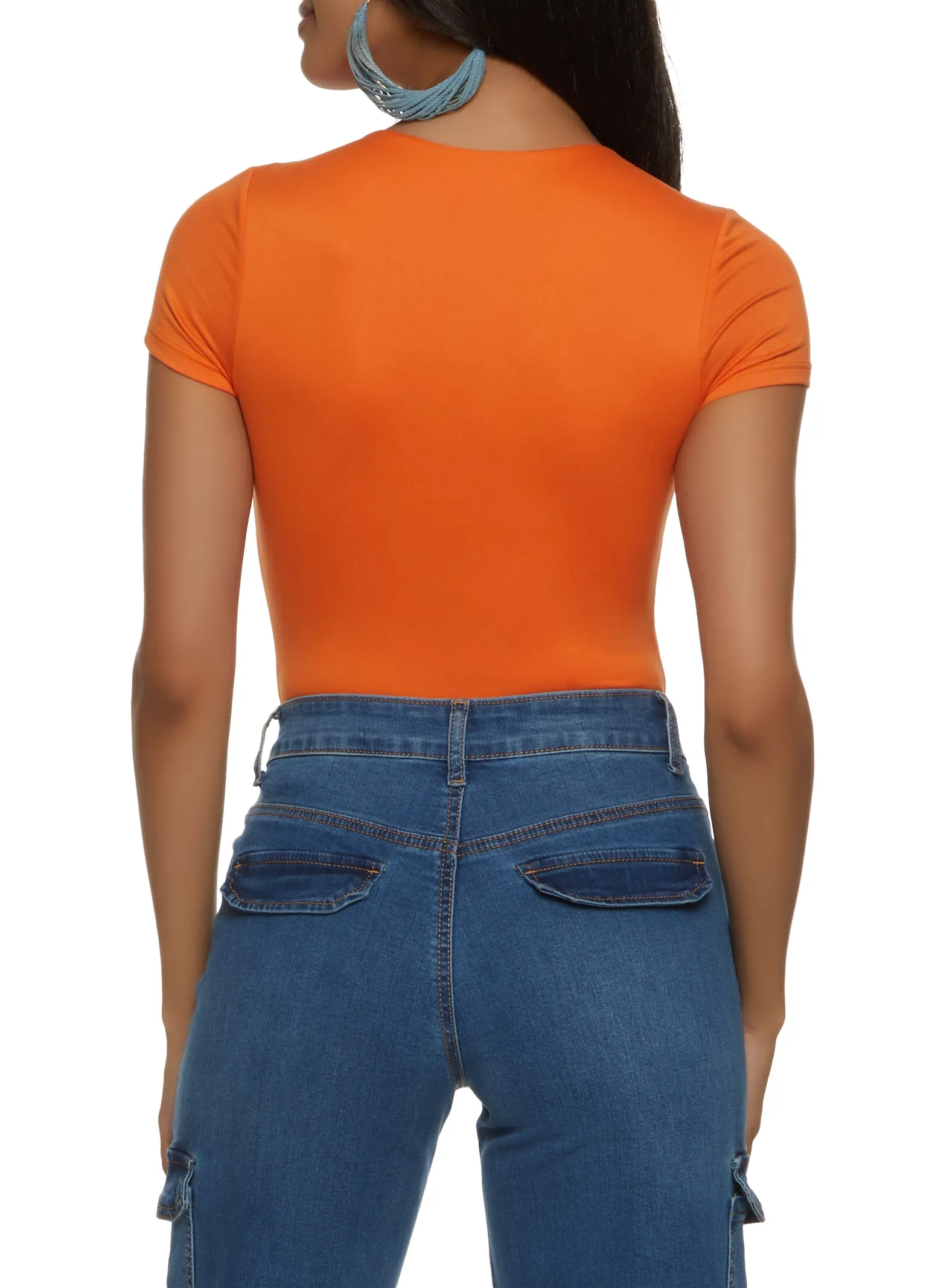 Solid Short Sleeve Crew Neck Bodysuit sold by Rainbow product image thumbnail 3