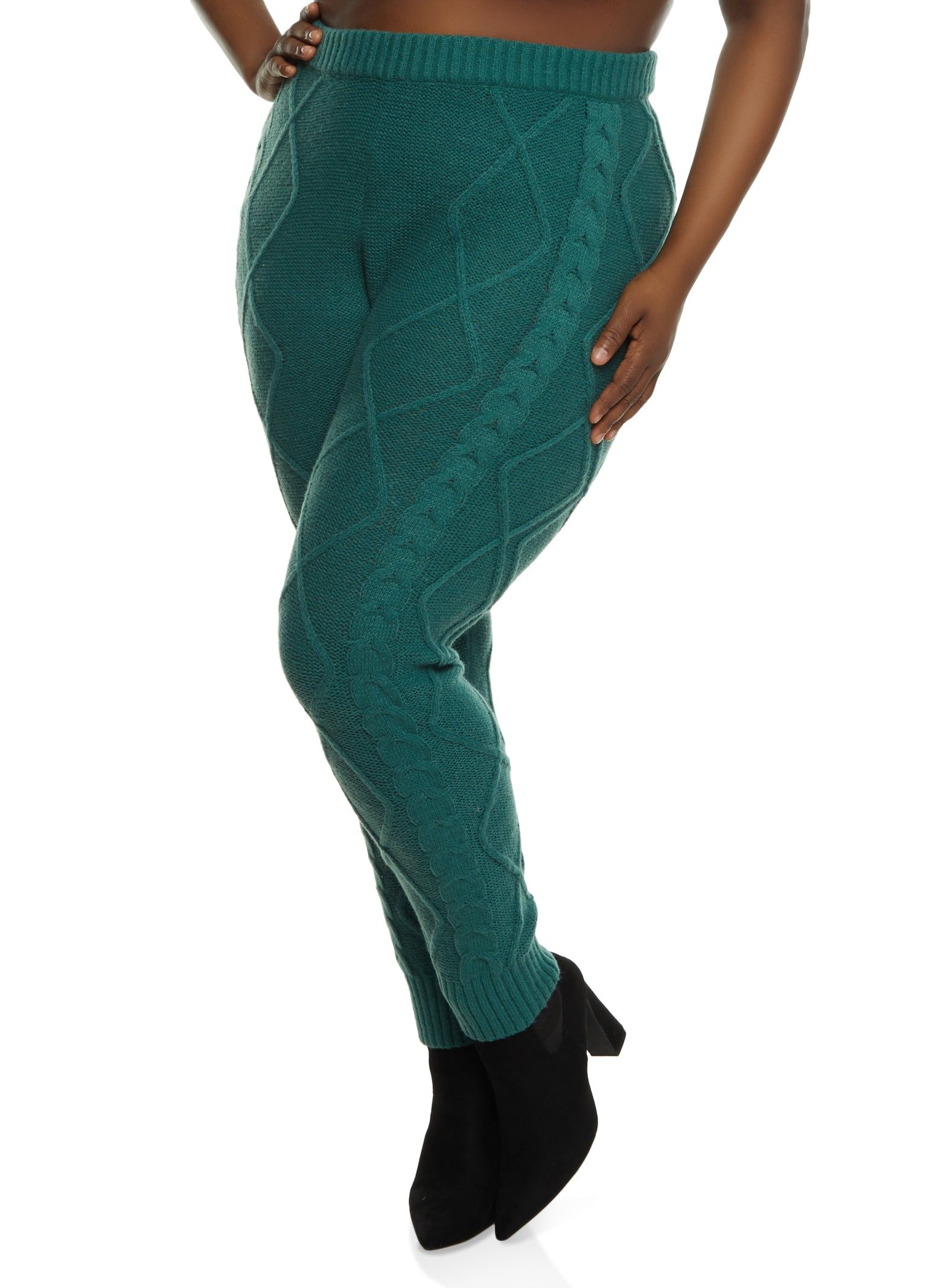 Plus Size Cable Knit High Waist Pants sold by Rainbow