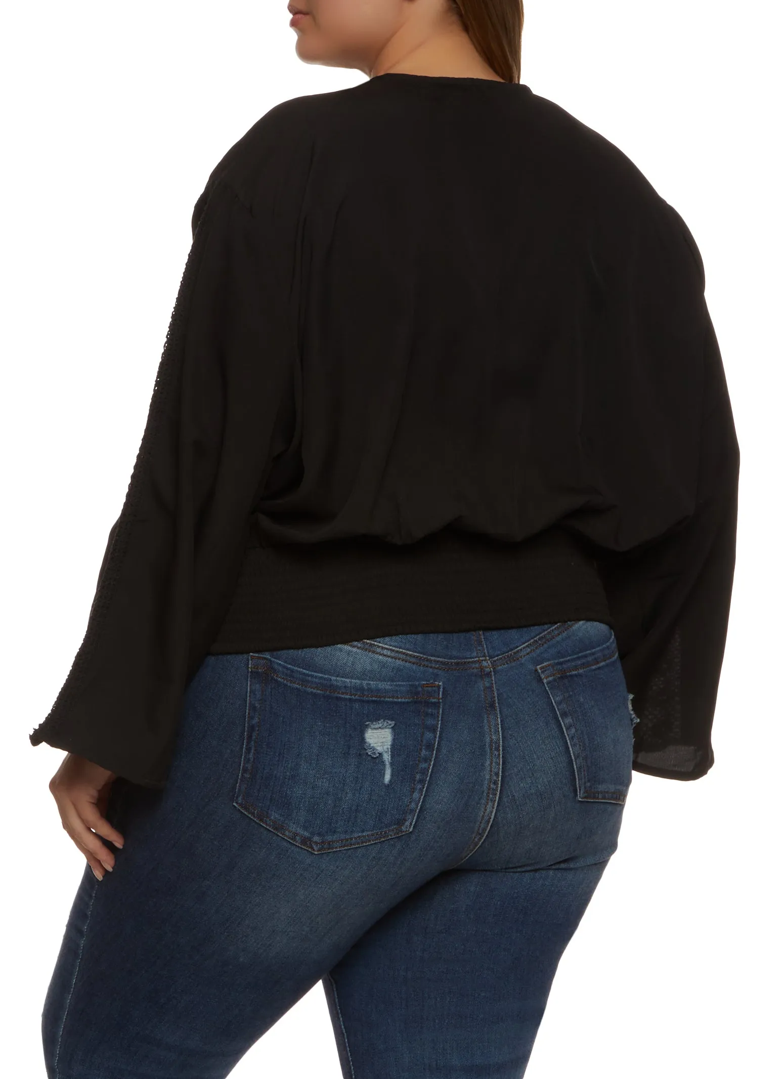 Plus Size Bell Sleeve V Neck Crochet Top sold by Rainbow product image thumbnail 2