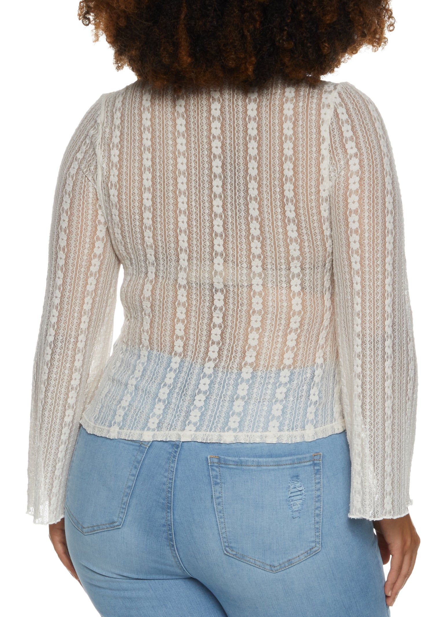 Plus Size Floral Lace Button Front Shirt sold by Rainbow product image thumbnail 2