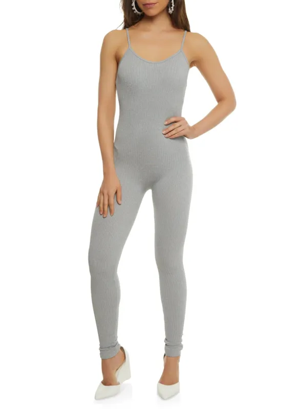 Solid Ribbed Cami Catsuit sold by Rainbow